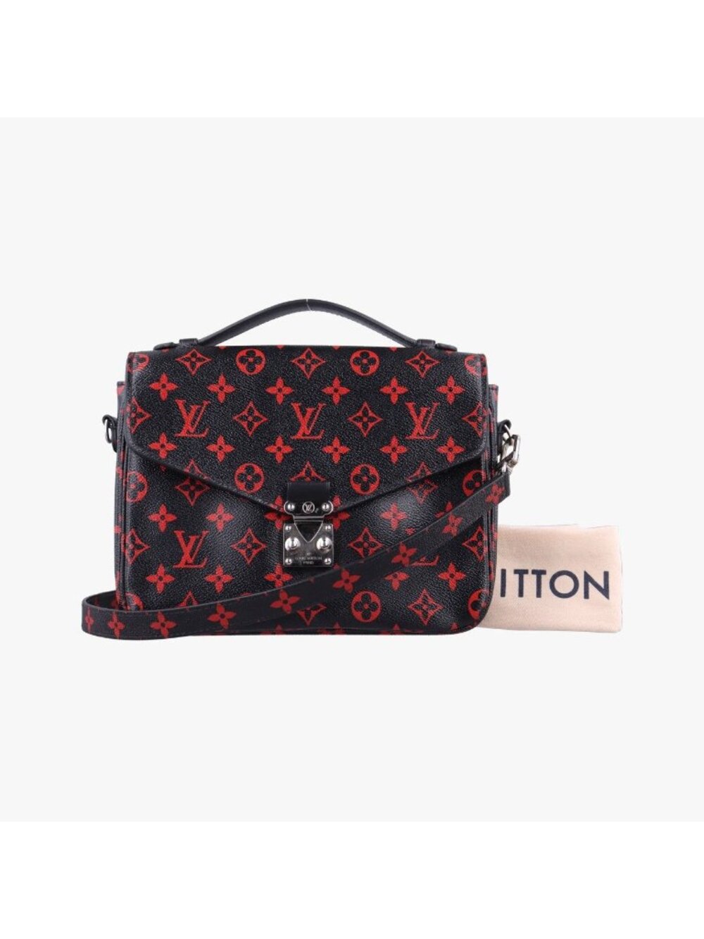 Louis Vuitton Pochette Metis MM Noir Rouge Monogram Enfra Handbag